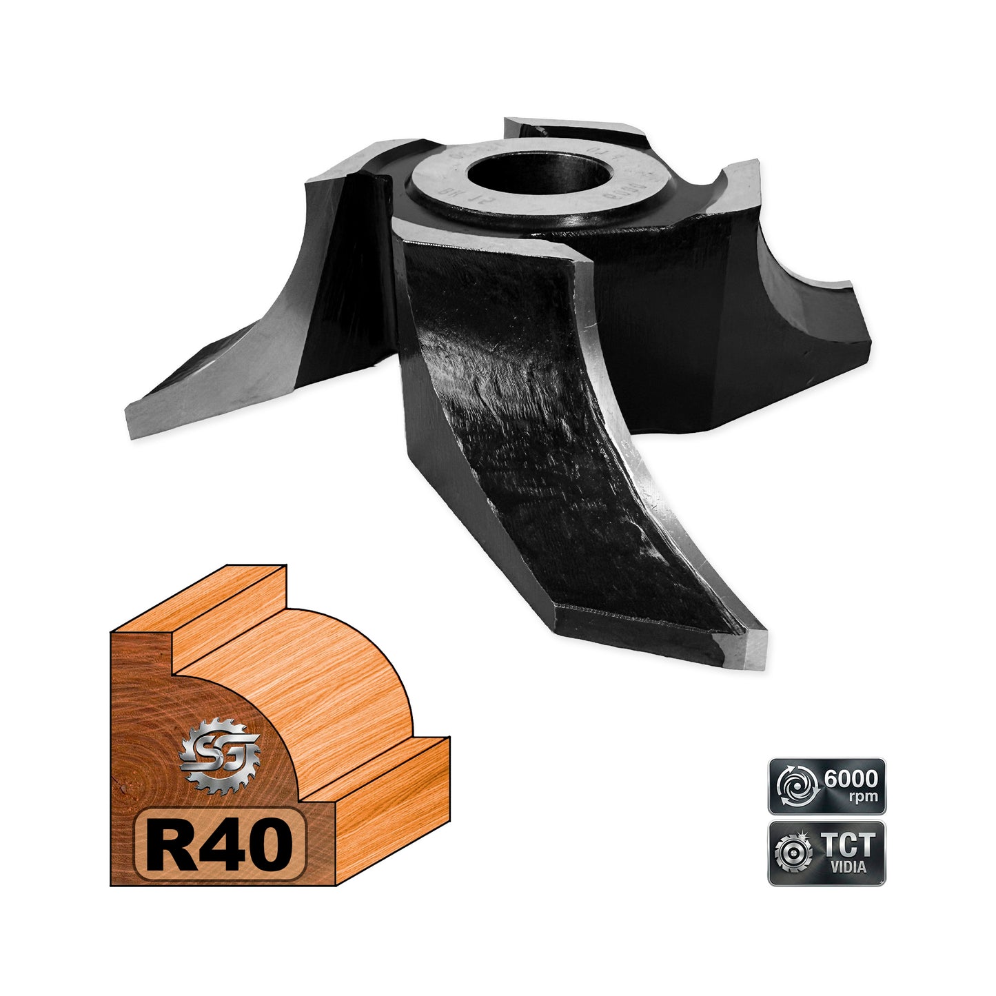 Freză pentru Lemn Sfert de Cerc Concav R40 mm - T.C.T Vidia