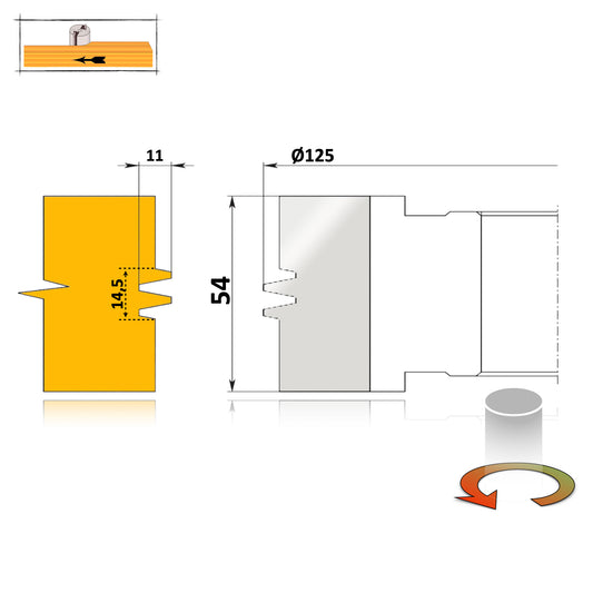 Freză Îmbinare Lemn Lamelar Longitudinal 54 mm - K13 HSS Premium