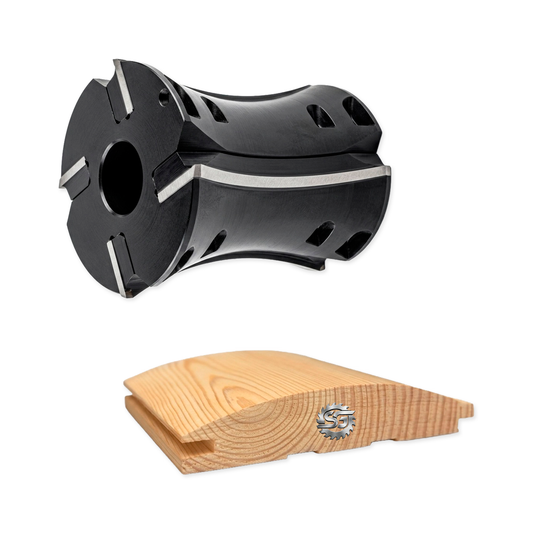 Freza profesionala cu cutite amovibile DS pentru profil semirotund imitatie bustean, diametru 140mm, alezaj 40mm.