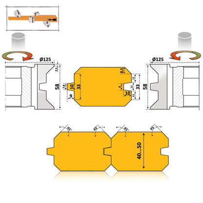Set Freze pentru Lambriu Dublu Oblic - 30, 50 mm HSS Premium
