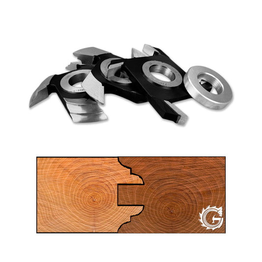 Set freze profil-contraprofil pentru uși de interior, 40 mm, HSS – 3 freze + inel distanțier. Precizie și durabilitate pentru îmbinări solide din lemn.