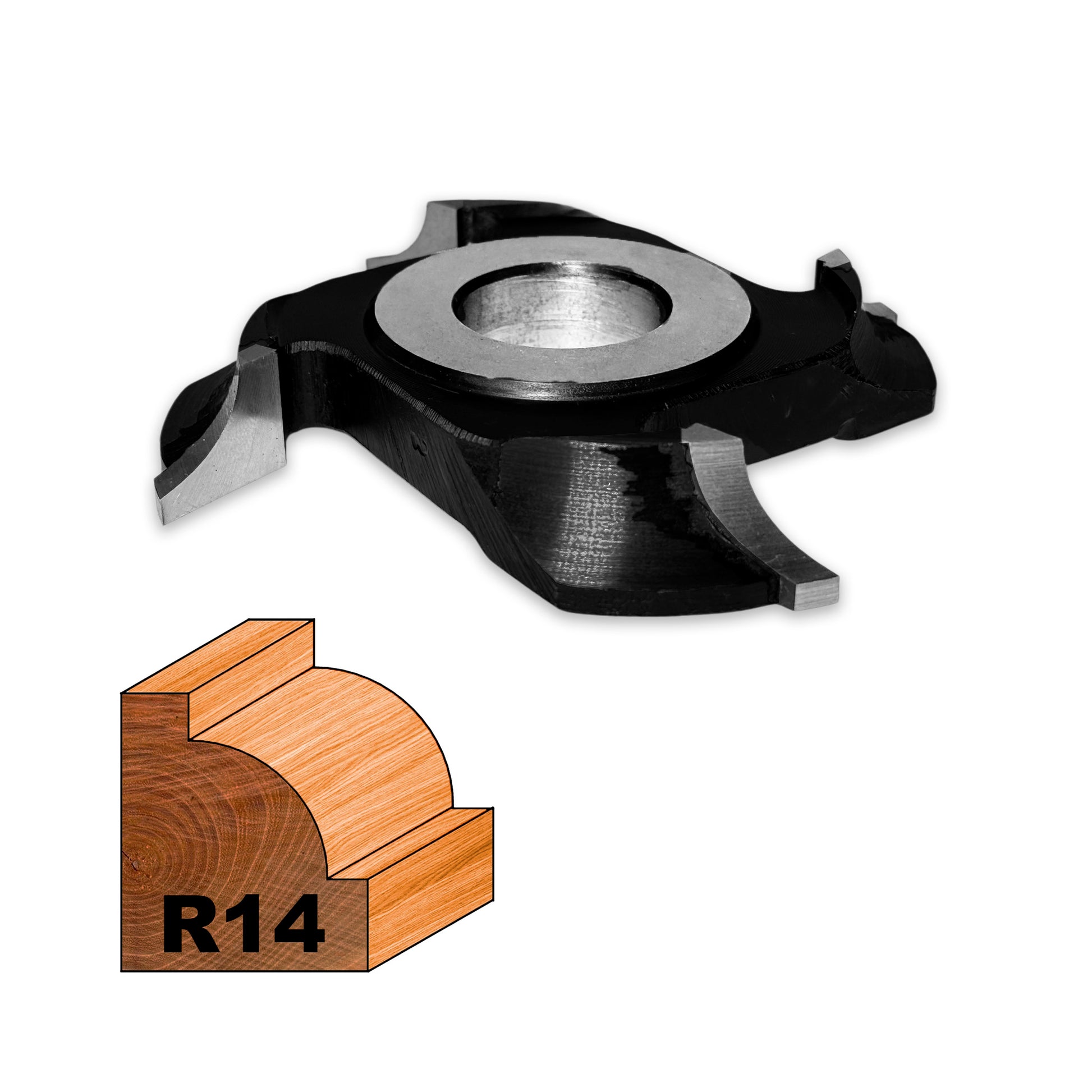 Freza Concavă Sfert de Cerc HSS, rotunjire cant cu raza de 14 mm dimensiuni 120 x 30 x 16
18 R14