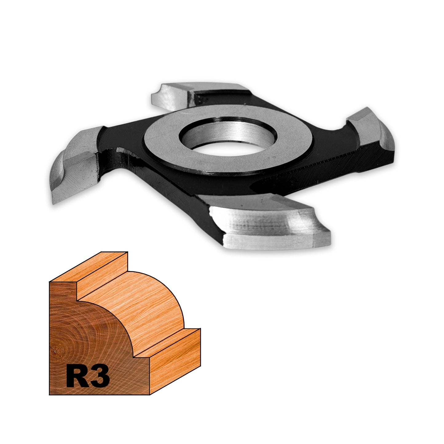 Freza Concavă Sfert de Cerc HSS sau Semi Luna pentru rotunjire cant cu raza de 3 mm dimensiuni 120 x 30 x 7 R3