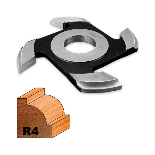 Freza Concavă Sfert de Cerc HSS sau Semi Luna pentru rotunjire cant cu raza de 4 mm dimensiuni 120 x 30 x 8 R4