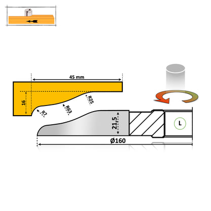 Freză pentru Lemn – Tăblie Mobilă Profil 20 Premium