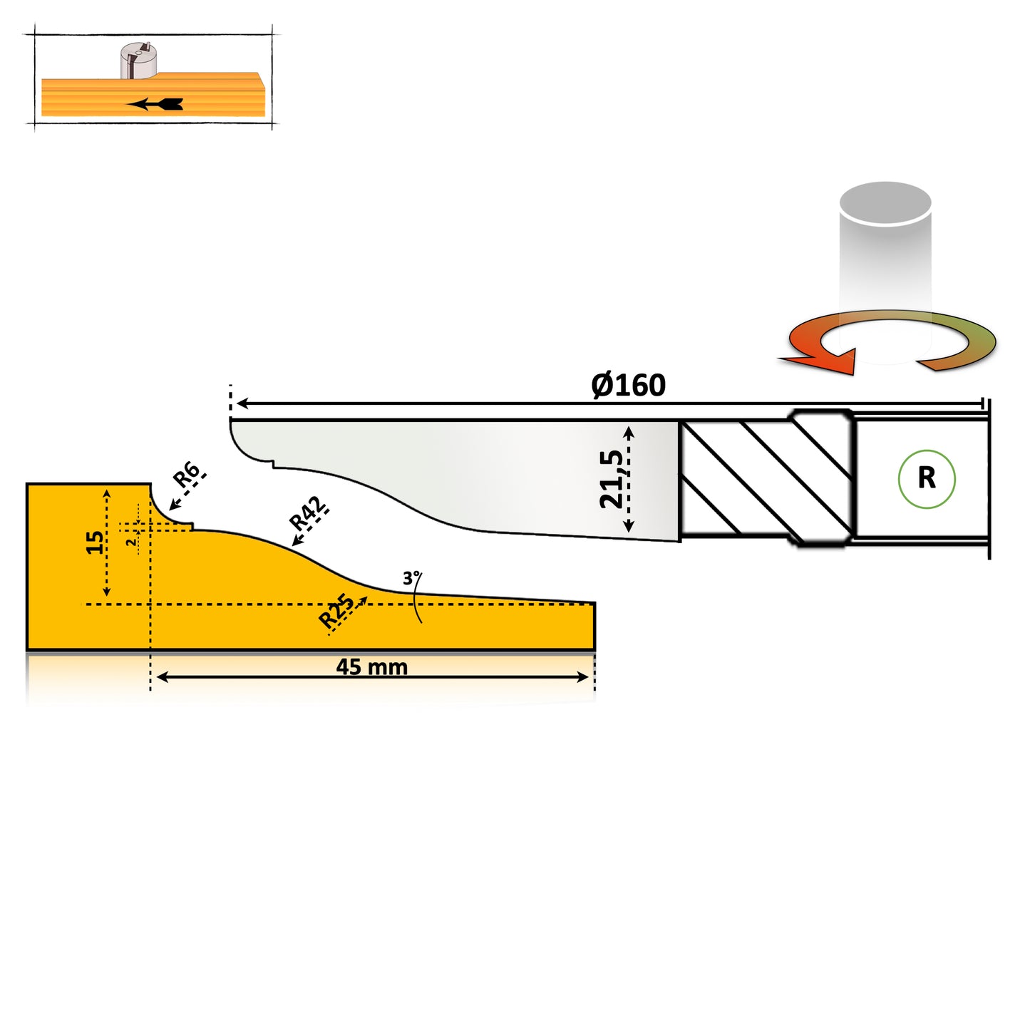Freză pentru Lemn – Tăblie Mobilă Profil 21 Premium