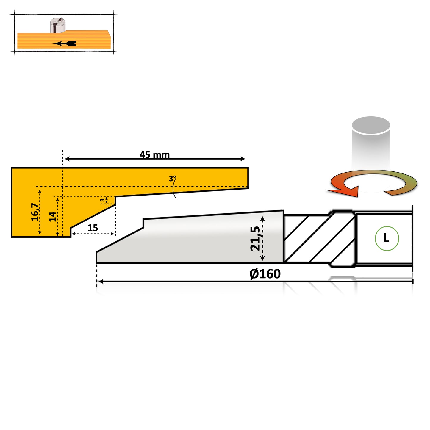 Freză pentru Lemn – Tăblie Mobilă Profil 22 Premium