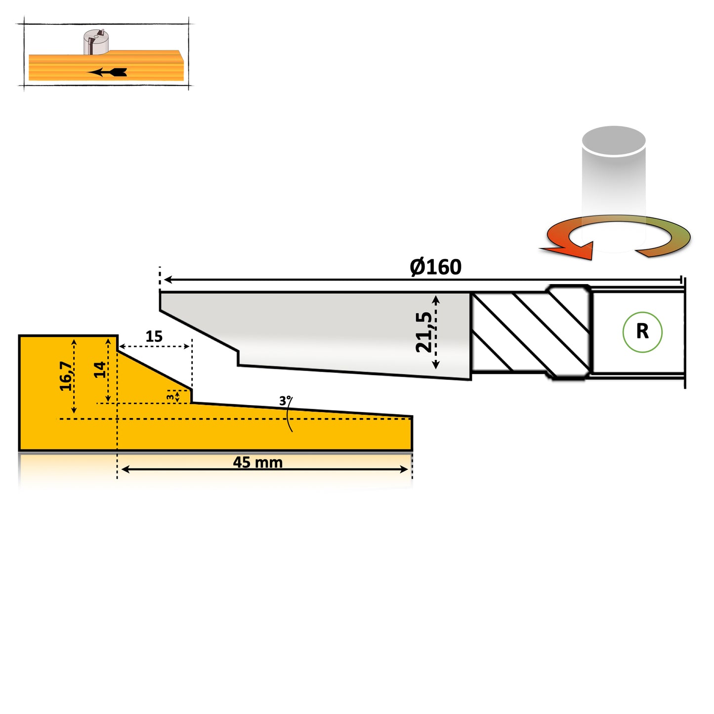 Freză pentru Lemn – Tăblie Mobilă Profil 22 Premium