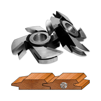 Set Freze 2 buc pentru Lambriu cu Profil tesit sau oblic la 45 grade cu imbinare conic si canal de 10 mm profilat pentru scandura de 13 pana la 25 mm grosime 