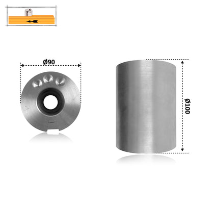 Tambur Cilindric pentru Șlefuit Ø90 x 100 mm, Aluminiu – Sistem cu Pană