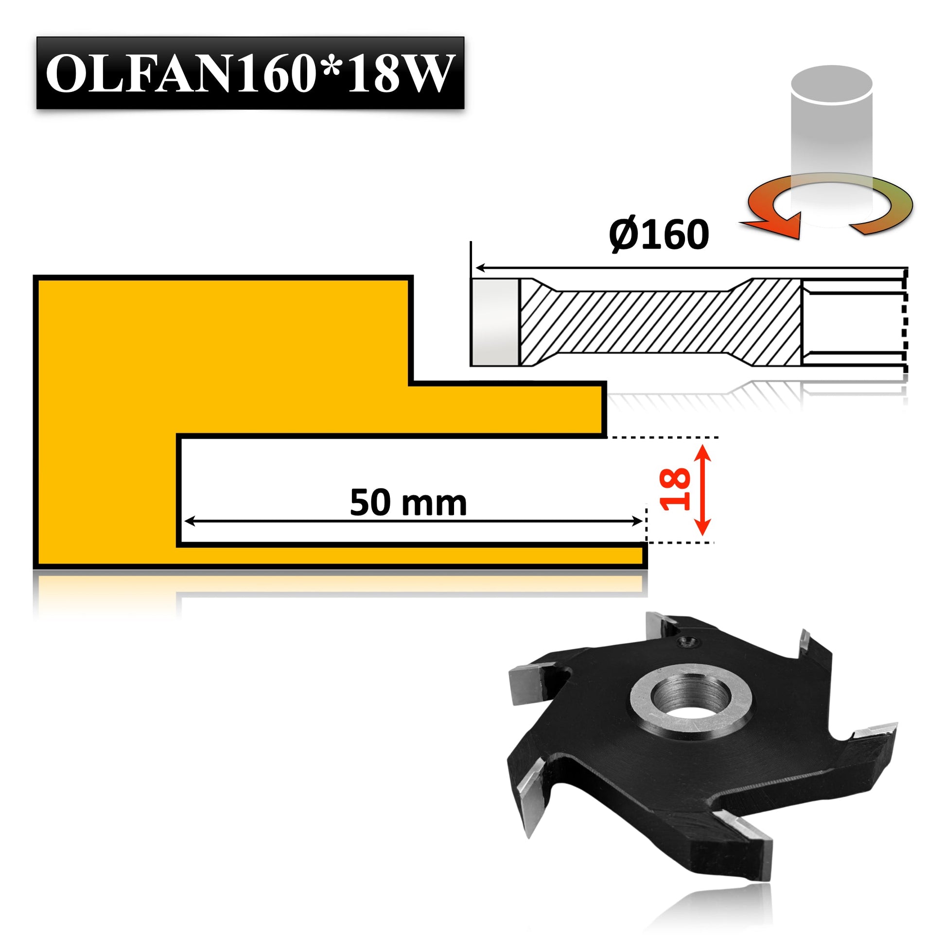Freza Falt Nut pentru canelare lemn masiv sau moale de 160 x 18 mm, brazate cu widia 