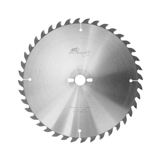 Pânza circulară TCT CSN 225381-26, 350 x 3.6 x 30 mm, WZ-40 Z. Ideală pentru tăierea lemnului pe lungimea și transversal fibrei, oferind precizie și durabilitate.