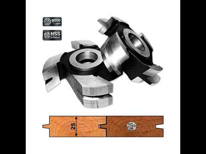 Set 2 Freze Îmbinare Nut și Feder Conic 25 mm - HSS Premium, pentru Dușumea