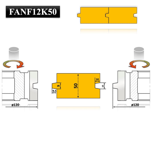 Freza Imbinare parchet, dusumea, dulap, blat, scandura de 50 mm in forma coada de randunica sau mai zis conic